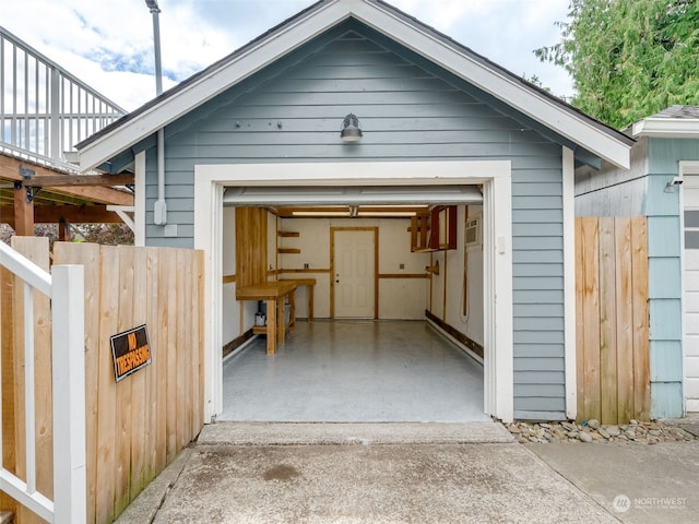 view of garage