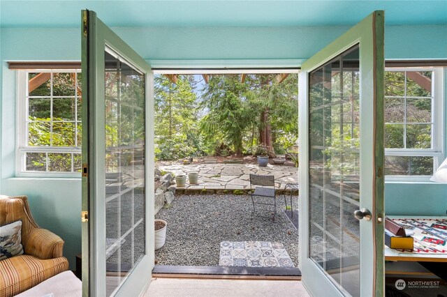 doorway to outside featuring a wealth of natural light and french doors