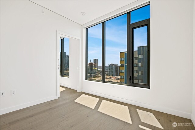 spare room with hardwood / wood-style floors