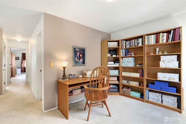 view of carpeted home office