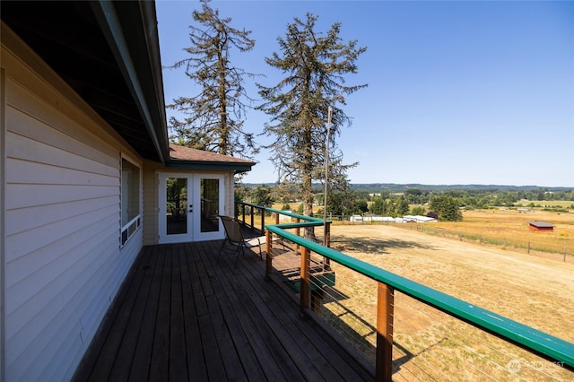 wooden deck with french doors