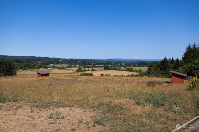 view of yard featuring an outbuilding and a rural view