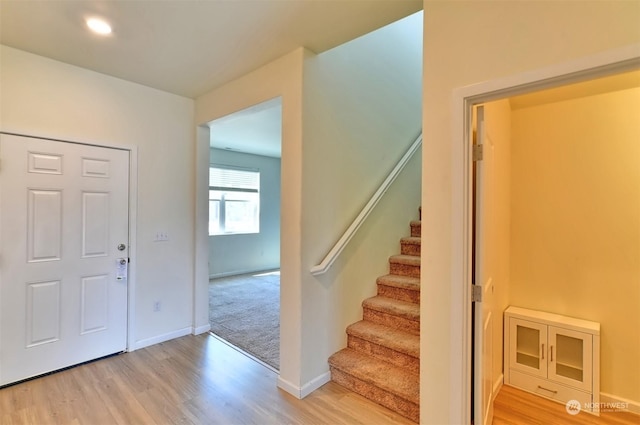 entrance foyer featuring light hardwood / wood-style floors