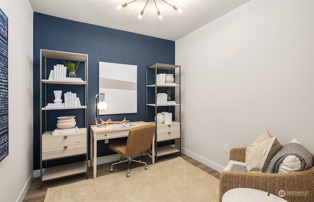 office space featuring hardwood / wood-style flooring