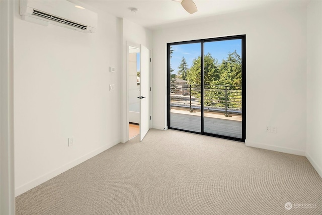 carpeted empty room with a wall mounted AC