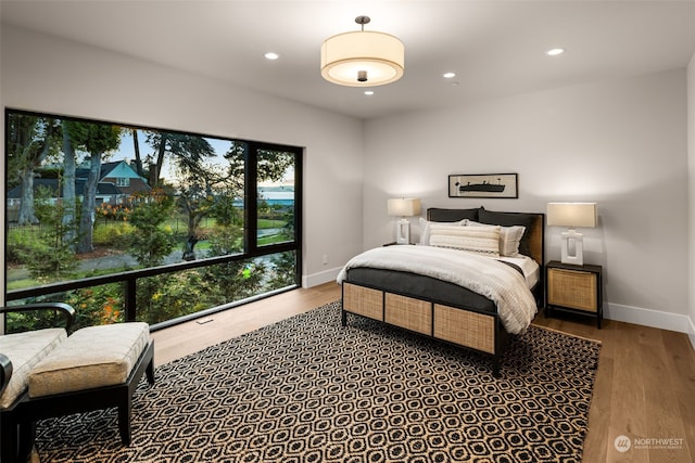 3263 Evergreen Point Rd, Medina, WA 98039 - bedroom with wood finished floors, baseboards, and recessed lighting