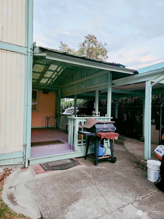 view of patio / terrace featuring a grill