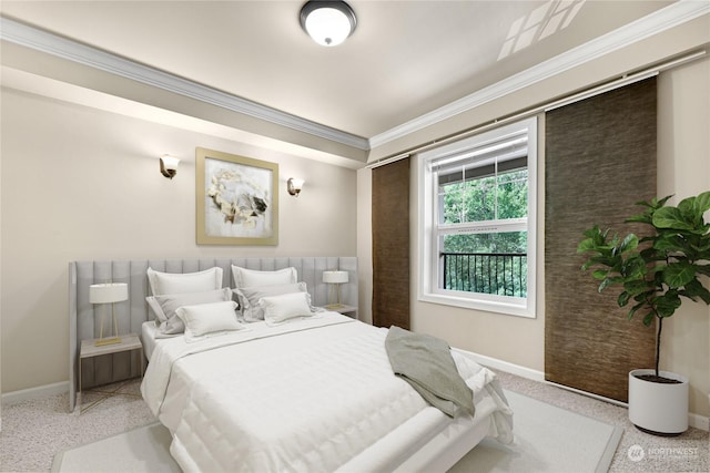 bedroom featuring ornamental molding