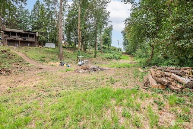 view of yard featuring a deck