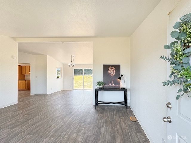 interior space with dark wood-type flooring