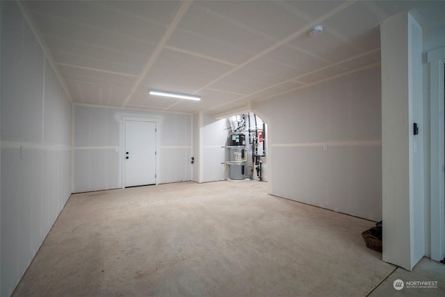 basement with secured water heater