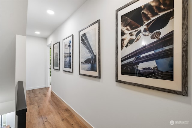 corridor featuring light hardwood / wood-style flooring