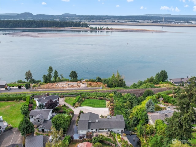 aerial view with a water and mountain view