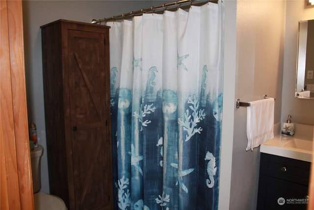 bathroom with vanity and toilet