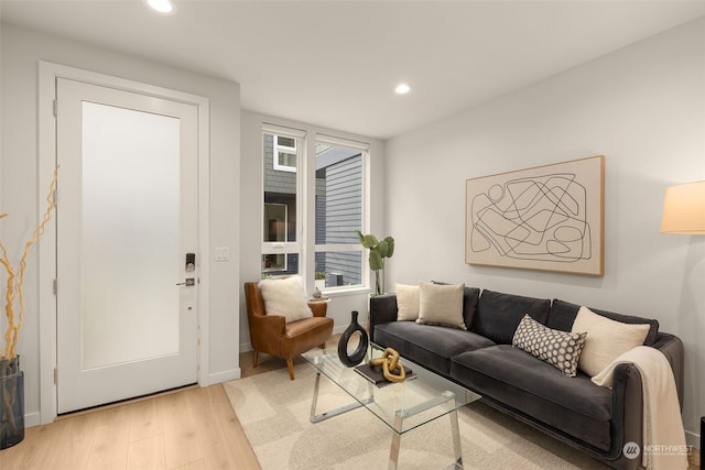 living room with a healthy amount of sunlight and light wood-type flooring