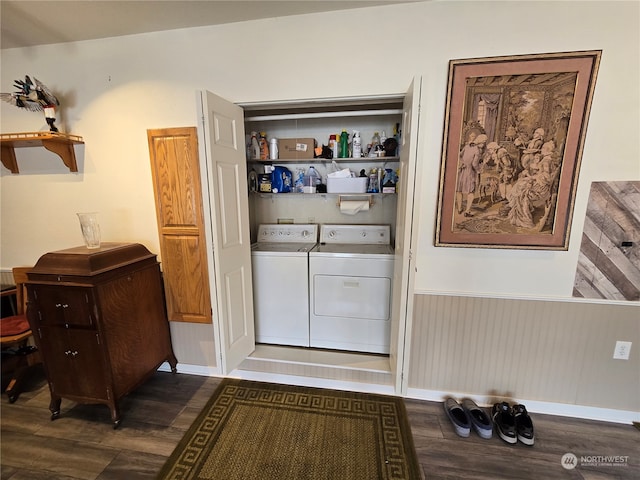 interior space with washing machine and dryer