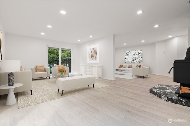 living room with light hardwood / wood-style floors