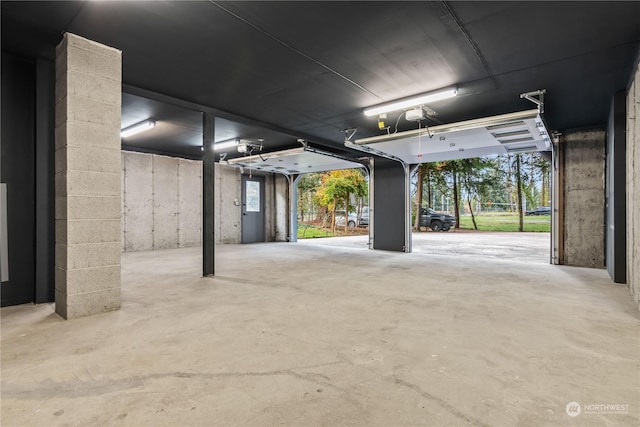 garage with a garage door opener