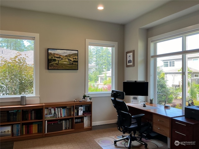 office space with carpet and a wealth of natural light