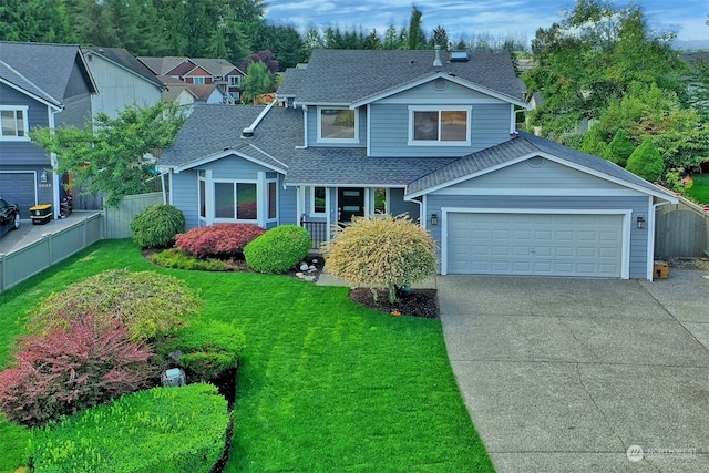 front of property featuring a garage and a front yard