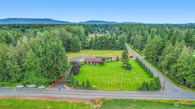 birds eye view of property with a mountain view