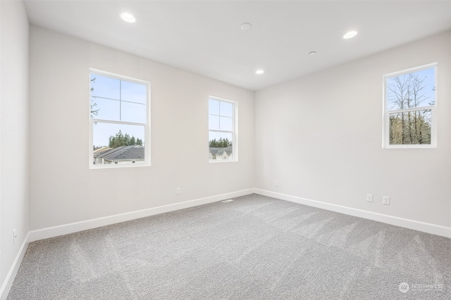 unfurnished room with plenty of natural light and carpet flooring