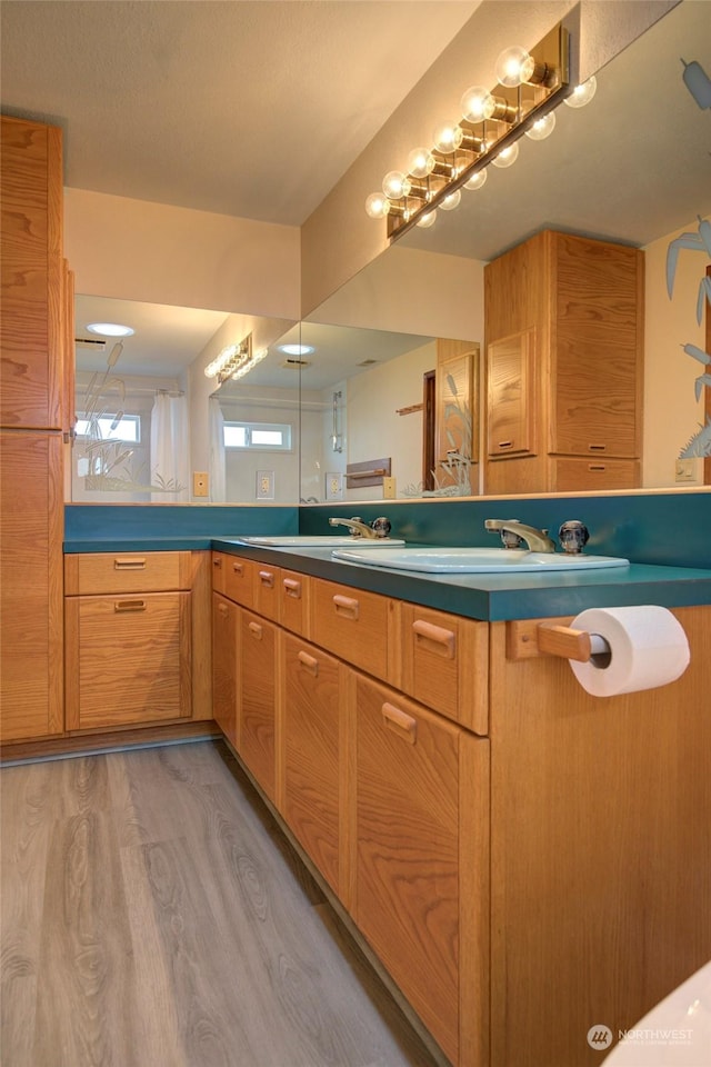 bathroom featuring vanity and wood finished floors
