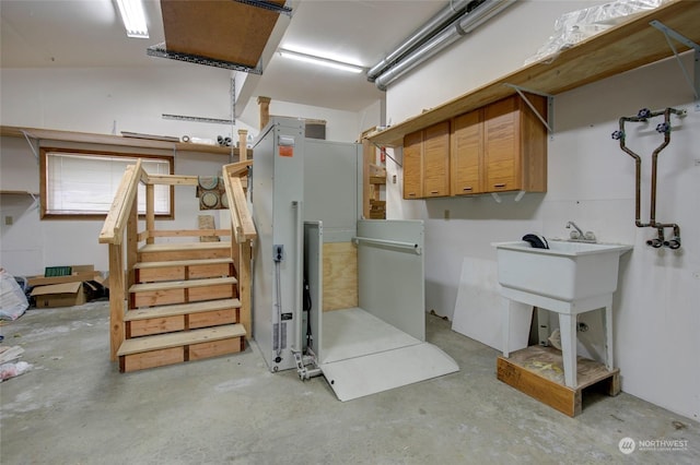 basement featuring stairway