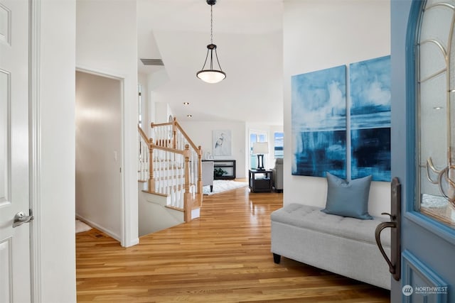 entryway with light wood-type flooring