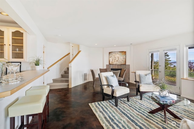 living room with french doors