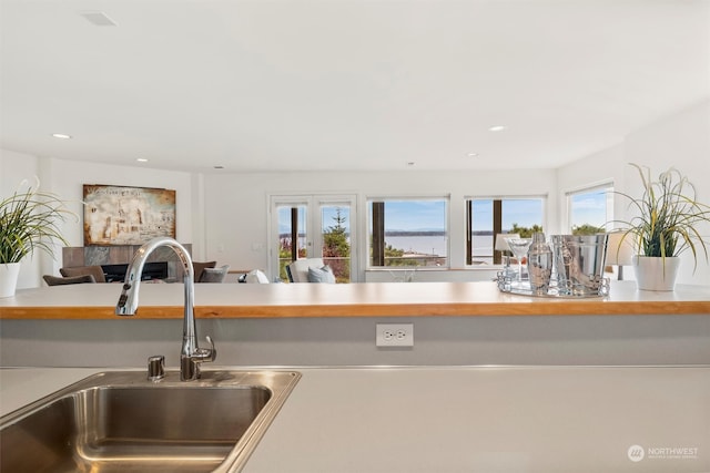 kitchen featuring sink and french doors