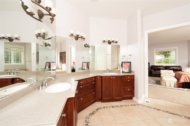 bathroom featuring vanity and tile patterned floors