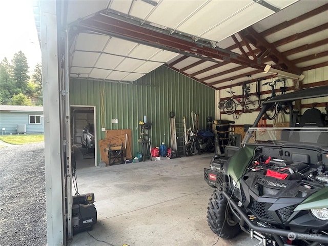 garage with central air condition unit