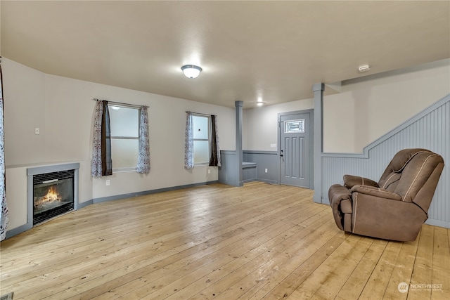 sitting room featuring light hardwood / wood-style flooring