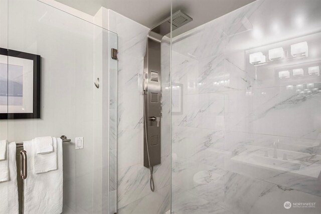 bathroom featuring walk in shower