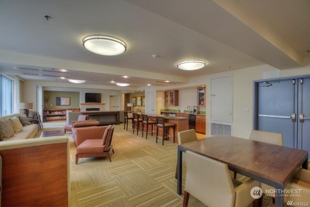 view of carpeted dining room