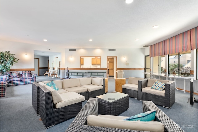 living room with carpet floors