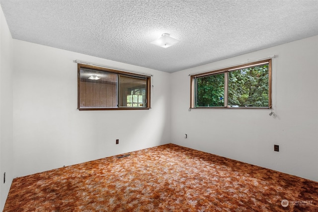 spare room with carpet floors and a textured ceiling