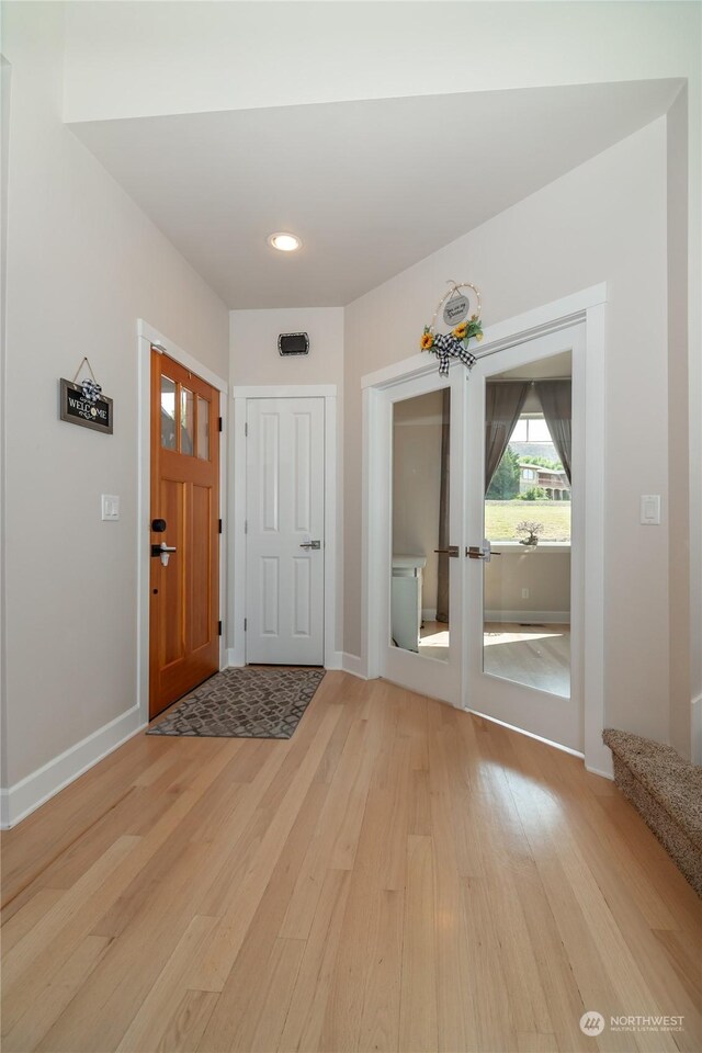 entrance foyer featuring light wood-type flooring