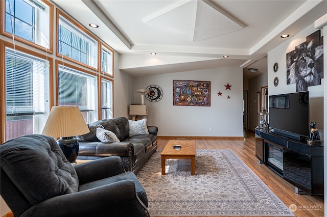 living room featuring light wood-type flooring