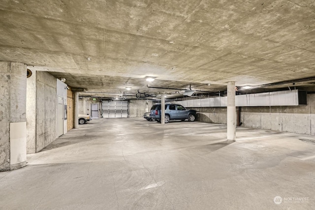 garage with a garage door opener