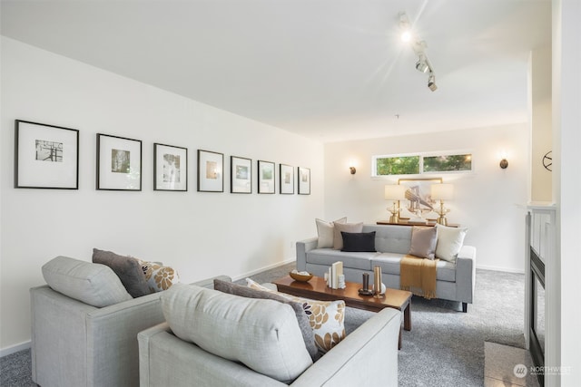 living room featuring carpet flooring