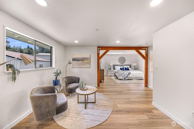 living area featuring light wood-type flooring