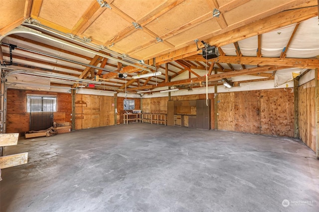 garage with a garage door opener