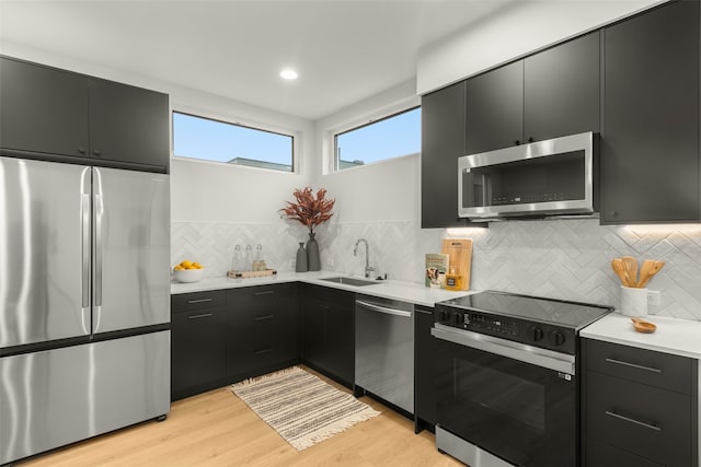 8045G Mary Ave NW, Seattle, WA 98117 - kitchen featuring stainless steel appliances, a sink, dark cabinetry, and light countertops