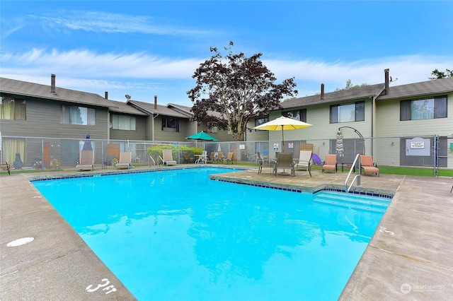 view of pool featuring a patio area