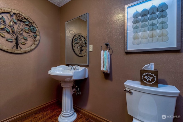 bathroom with wood-type flooring and toilet