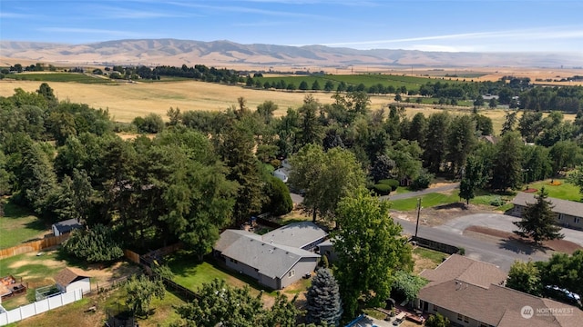 birds eye view of property featuring a mountain view