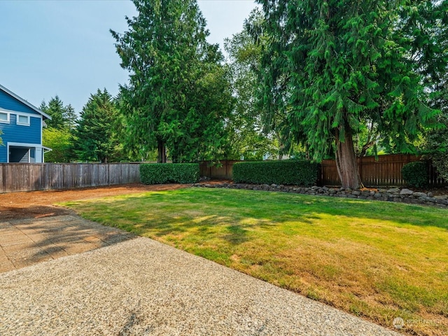 view of yard featuring a fenced backyard