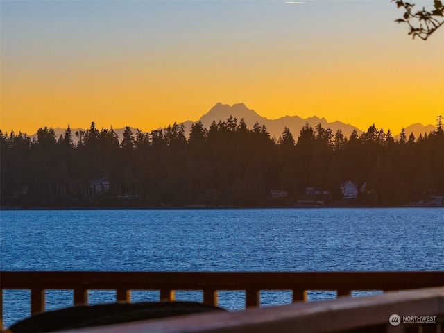 property view of water featuring a mountain view